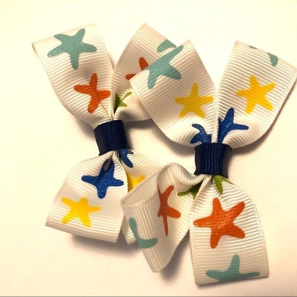 Bow pair hair bows accessories star fish beach sea - Picture 6 of 15